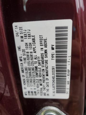 5J6TF2H54EL003281 - 2014 HONDA CROSSTOUR EXL წითელი ფოტო 12