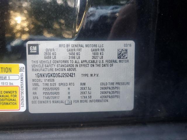 1GNKVGKD3GJ292421 - 2016 CHEVROLET TRAVERSE LT BLACK photo 13