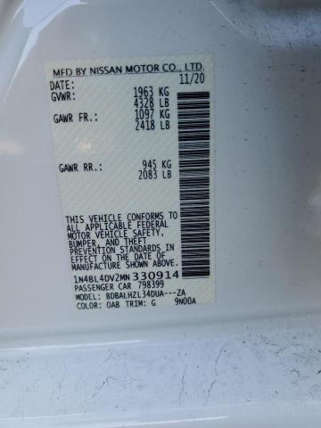 1N4BL4DV2MN330914 - 2021 NISSAN ALTIMA SV WHITE photo 12