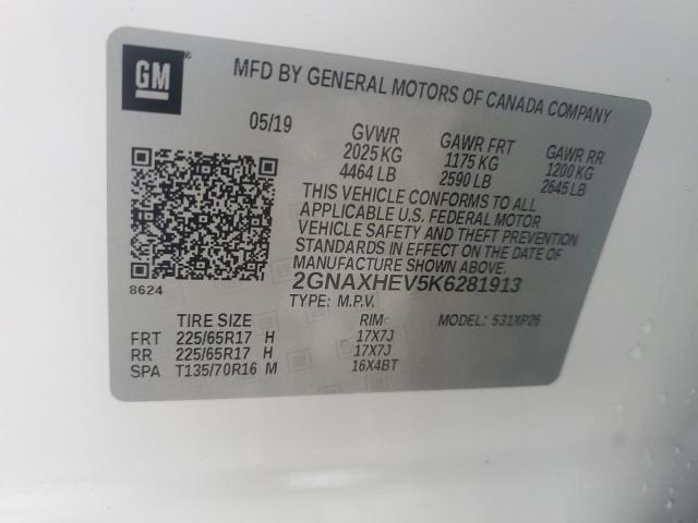 2GNAXHEV5K6281913 - 2019 CHEVROLET EQUINOX LS Ağ foto 13