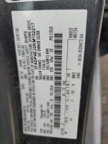 3FADP4EJ2KM102217 - 2019 FORD FIESTA SE 银色 照片 13