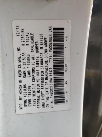 1HGCR2F53HA116429 - 2017 HONDA ACCORD SPORT WHITE photo 12