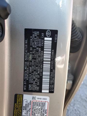 4T1BE46K77U107068 - 2007 TOYOTA CAMRY CE Bej fotoğraf 12