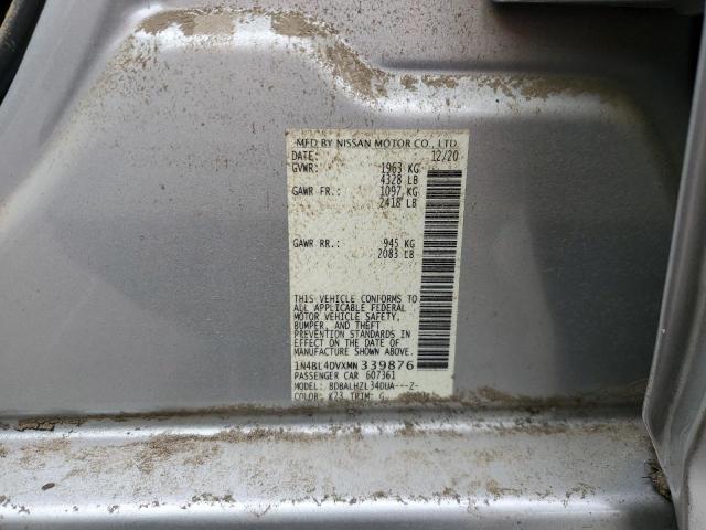 1N4BL4DVXMN339876 - 2021 NISSAN ALTIMA SV SILVER photo 12