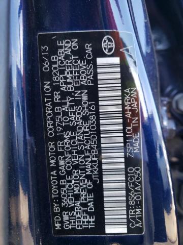 JTKKUPB45D1038161 - 2013 TOYOTA SCION XD BLUE photo 12