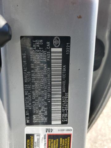 4T1BF3EK0AU098228 - 2010 TOYOTA CAMRY BASE 银色 照片 12