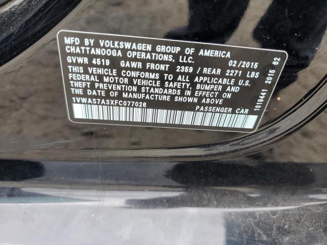 1VWAS7A3XFC077026 - 2015 VOLKSWAGEN PASSAT S 黑色 照片 12