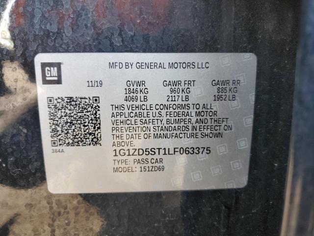 1G1ZD5ST1LF063375 - 2020 CHEVROLET MALIBU LT BLACK photo 12