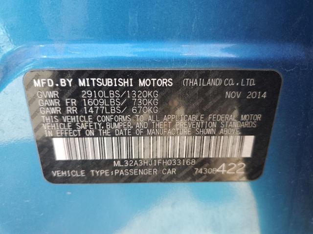 ML32A3HJ1FH033168 - 2015 MITSUBISHI MIRAGE DE BLUE photo 12