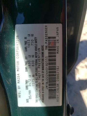 JM1BJ2226X0182555 - 1999 MAZDA PROTEGE DX 绿色 照片 12