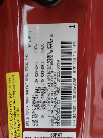 5TFRZ5CN5GX014737 - 2016 TOYOTA TACOMA ACCESS CAB წითელი ფოტო 12