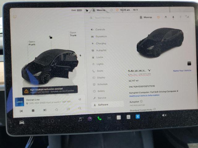 7SAYGDEF5SF271016 - 2025 TESLA MODEL Y 黑色 照片 9