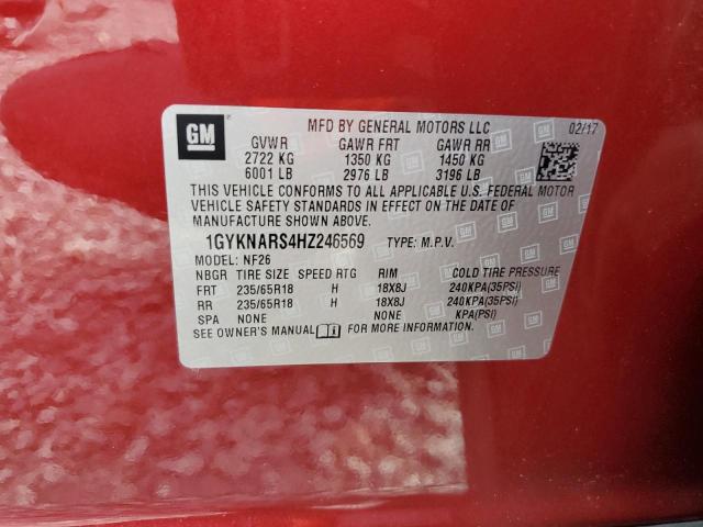 1GYKNARS4HZ246569 - 2017 CADILLAC XT5 წითელი ფოტო 13