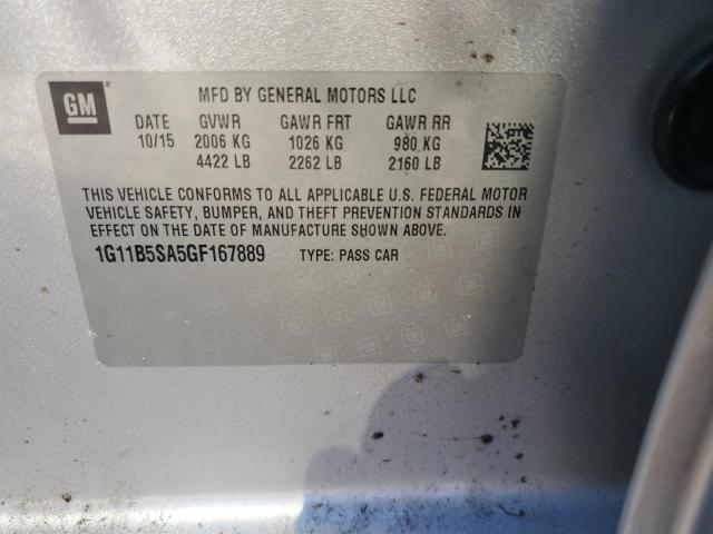 1G11B5SA5GF167889 - 2016 CHEVROLET MALIBU LIMITED LS SILVER photo 12