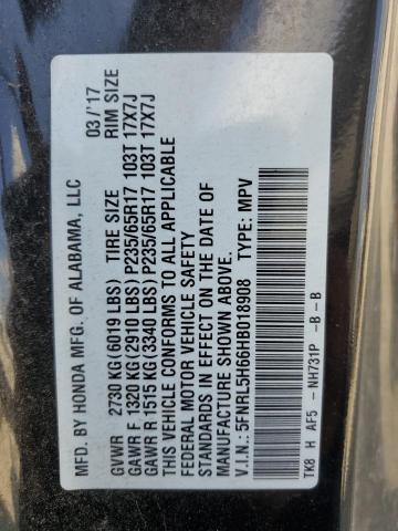 5FNRL5H66HB018908 - 2017 HONDA ODYSSEY EXL BLACK photo 14
