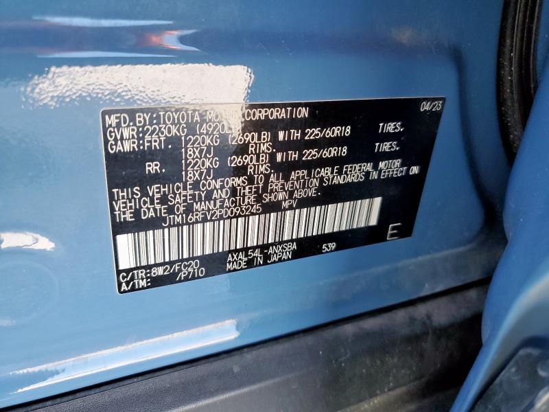 JTM16RFV2PD093245 - 2023 TOYOTA RAV4 SE BLUE photo 12