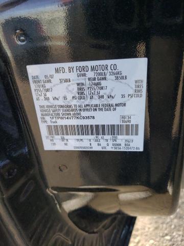 1FTPW14V77KC93578 - 2007 FORD F150 SUPERCREW BLACK photo 12