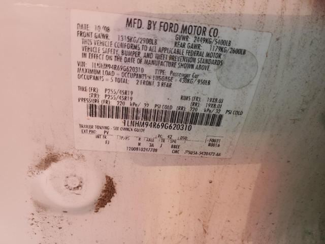 1LNHM94R69G620310 - 2009 LINCOLN MKS WHITE photo 12