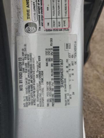 3FAHP0HA4CR115657 - 2012 FORD FUSION SE SILVER photo 12