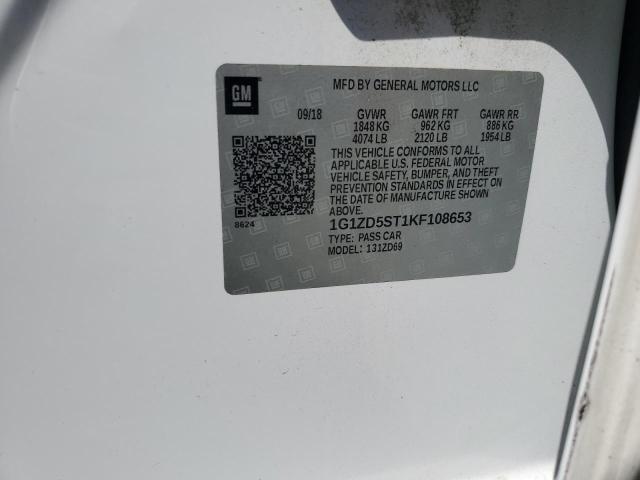 1G1ZD5ST1KF108653 - 2019 CHEVROLET MALIBU LT Ақ фото 12