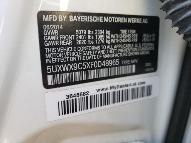 5UXWX9C5XF0D48965 - 2015 BMW X3 XDRIVE28I WHITE photo 13