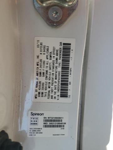 1HGCR3F84FA024663 - 2015 HONDA ACCORD EXL WHITE photo 12