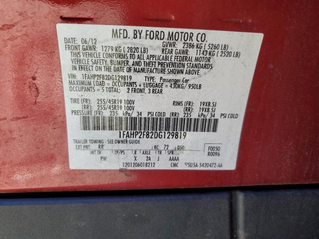 1FAHP2F82DG129819 - 2013 FORD TAURUS LIMITED RED photo 13