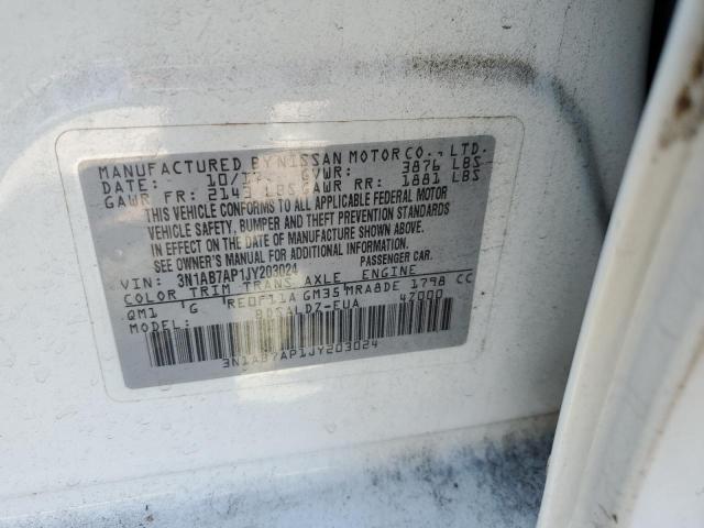 3N1AB7AP1JY203024 - 2018 NISSAN SENTRA S Ақ фото 12