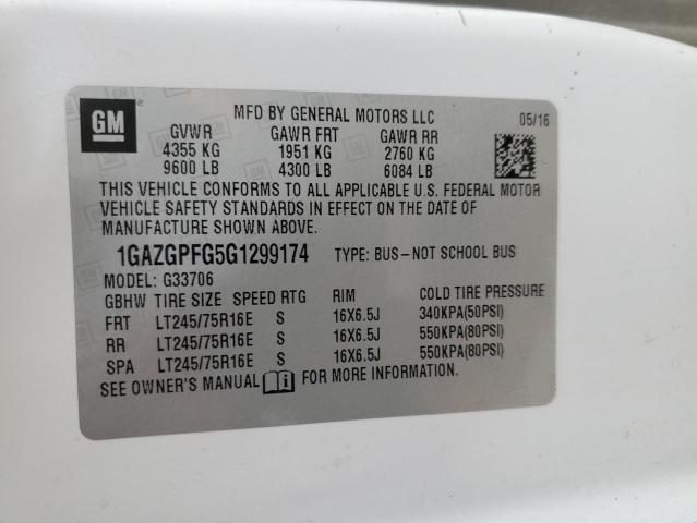 1GAZGPFG5G1299174 - 2016 CHEVROLET EXPRESS G3 LT WHITE photo 13