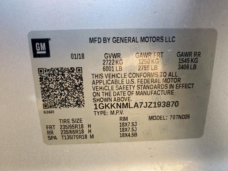 1GKKNMLA7JZ193870 - 2018 GMC ACADIA SLT-1 Күміс фото 13