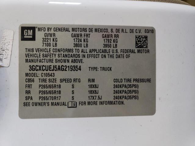 3GCXCUEJ5AG219354 - 2010 CHEVROLET SILVERADO C1500 HYBRID WHITE photo 12