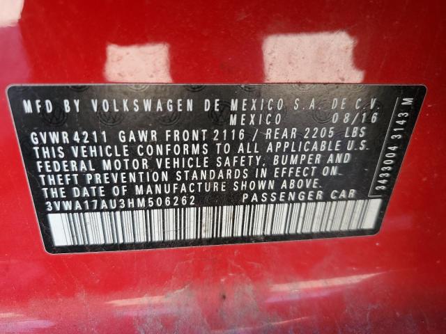 3VWA17AU3HM506262 - 2017 VOLKSWAGEN GOLF SPORT S RED photo 12