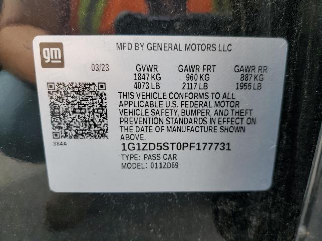 1G1ZD5ST0PF177731 - 2023 CHEVROLET MALIBU LT BLACK photo 12