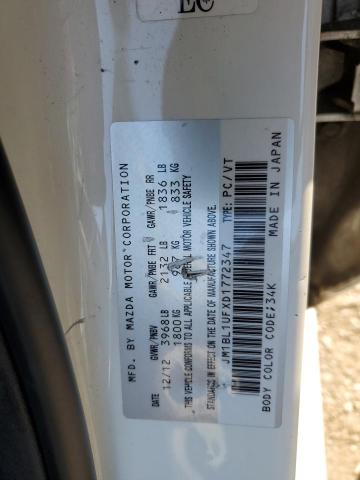 JM1BL1UFXD1772347 - 2013 MAZDA 3 I WHITE photo 12