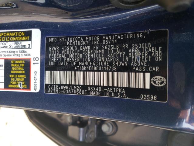 4T1BK1EB9EU114738 - 2014 TOYOTA AVALON BASE 蓝色 照片 13