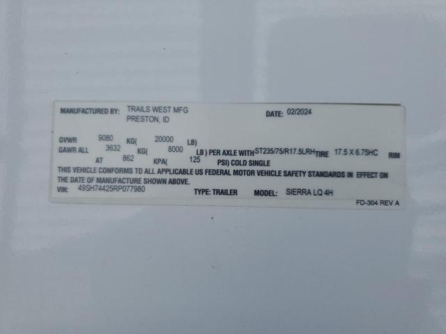 49SH74425RP077980 - 2024 UTILITY TRAILER Ağ foto 10
