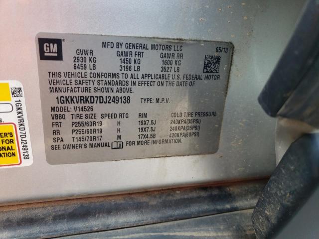 1GKKVRKD7DJ249138 - 2013 GMC ACADIA SLT-1 SILVER photo 13