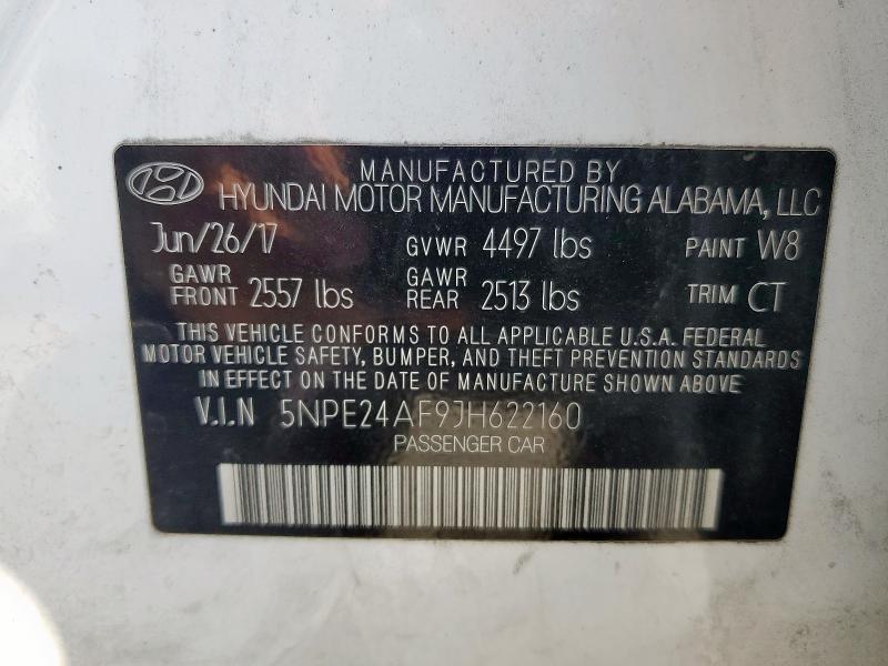 5NPE24AF9JH622160 - 2018 HYUNDAI SONATA SE 白色 照片 12