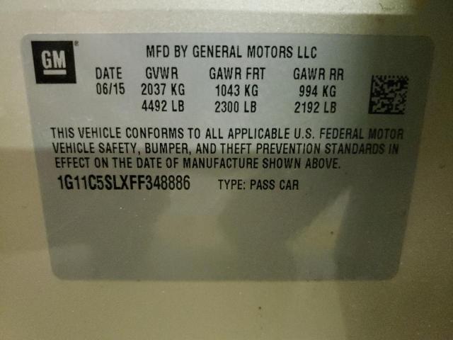 1G11C5SLXFF348886 - 2015 CHEVROLET MALIBU 1LT 金色 照片 12