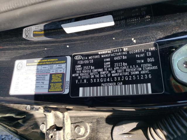 5XXGU4L3XJG251236 - 2018 KIA OPTIMA EX BLACK photo 13