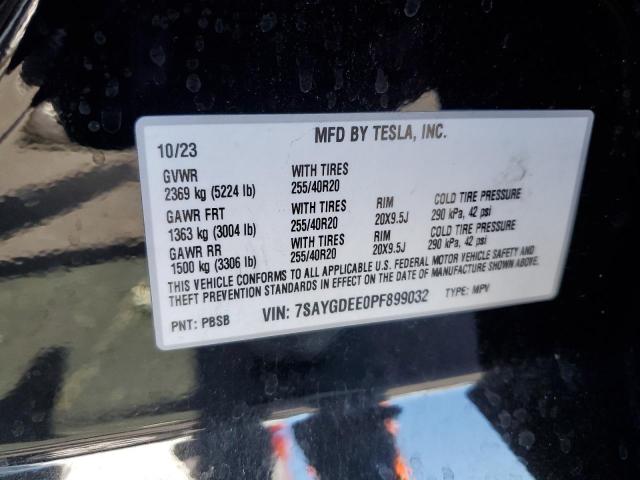 7SAYGDEE0PF899032 - 2023 TESLA MODEL Y BLACK photo 12