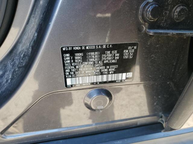 3CZRU6H76GM734403 - 2016 HONDA HR-V EXL GRAY photo 12