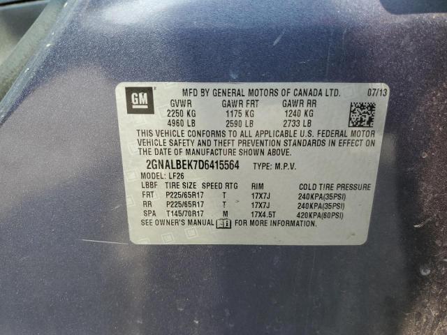 2GNALBEK7D6415564 - 2013 CHEVROLET EQUINOX LS Mavi fotoğraf 13