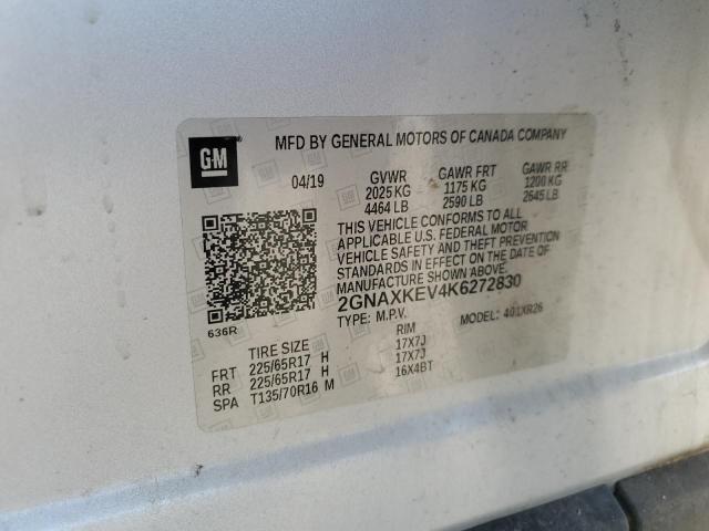 2GNAXKEV4K6272830 - 2019 CHEVROLET EQUINOX LT 银色 照片 13