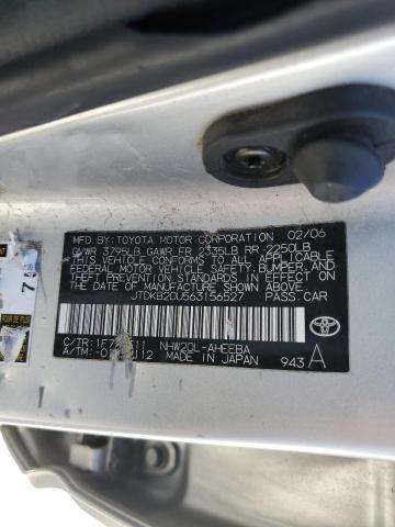 JTDKB20U563156527 - 2006 TOYOTA PRIUS SILVER photo 12