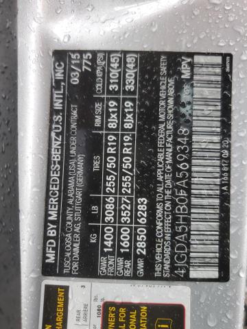 4JGDA5HB0FA569348 - 2015 MERCEDES-BENZ ML 350 4MATIC SILVER photo 13