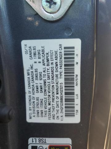 2HGFG3B86EH523215 - 2014 HONDA CIVIC EX GRAY photo 13