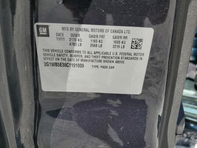 2G1WB5E38C1191009 - 2012 CHEVROLET IMPALA LT CHARCOAL photo 12