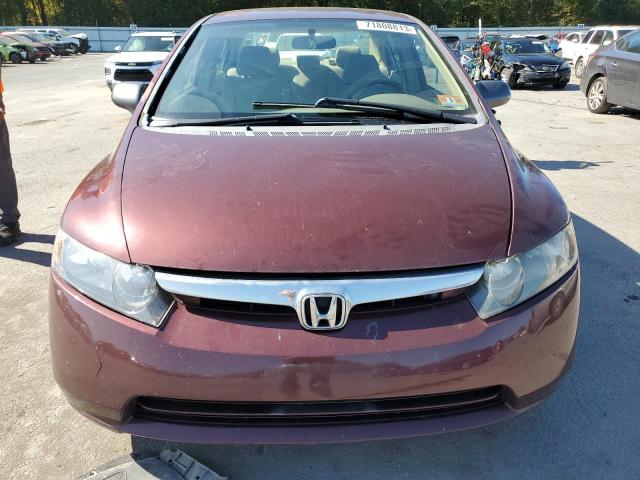 1HGFA165X7L066940 - 2007 HONDA CIVIC LX BURGUNDY photo 5