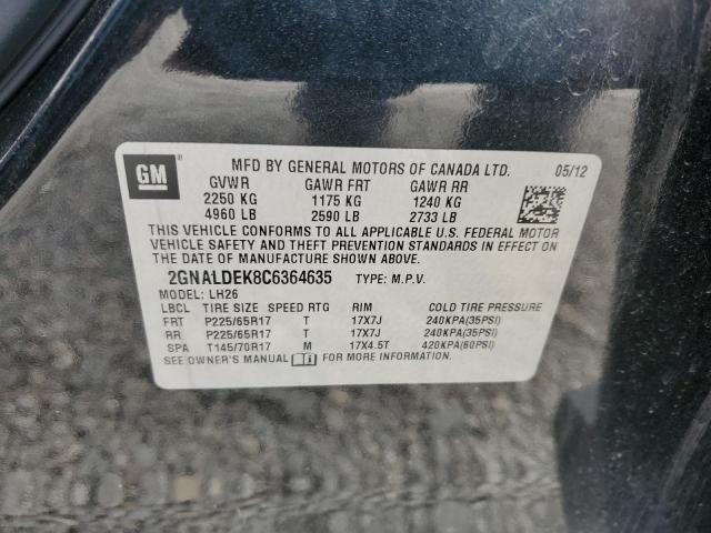 2GNALDEK8C6364635 - 2012 CHEVROLET EQUINOX LT 黑色 照片 13